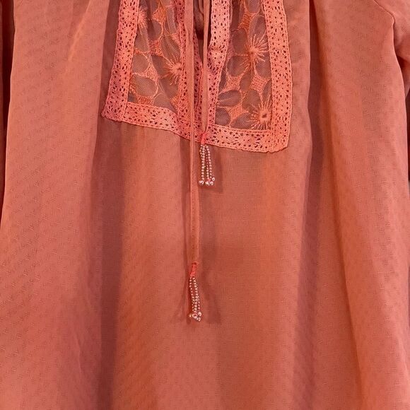 Double Zero Floral Pink Lace Boho Blouse Small - Picture 2 of 11